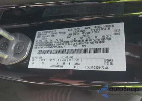 2023 Ford Escape Active из США, поврежденный, VIN 1FMCU0GN8PUA08221